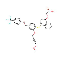 COCC#CCOc1cc(COc2ccc(C(F)(F)F)cc2)ccc1Sc1ccc(OCC(=O)O)c2c1CCCC2 ZINC000042807188