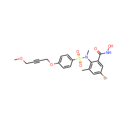 COCC#CCOc1ccc(S(=O)(=O)N(C)c2c(C)cc(Br)cc2C(=O)NO)cc1 ZINC000013440711