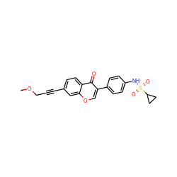 COCC#Cc1ccc2c(=O)c(-c3ccc(NS(=O)(=O)C4CC4)cc3)coc2c1 ZINC000169700844