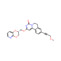 COCC#Cc1ccc2c(c1)CCn1c-2cc(OC[C@@H]2COc3ncccc3O2)nc1=O ZINC000220167203