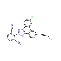 COCC#Cc1ccc2c(c1)c1cc(Cl)ccc1c1nc(-c3c(C#N)cccc3C#N)[nH]c21 ZINC000035879820