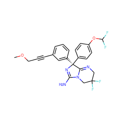 COCC#Cc1cccc([C@@]2(c3ccc(OC(F)F)cc3)N=C(N)N3CC(F)(F)CN=C32)c1 ZINC000073313183