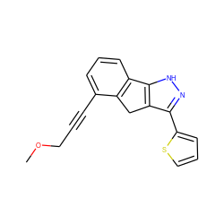 COCC#Cc1cccc2c1Cc1c(-c3cccs3)n[nH]c1-2 ZINC000063540221