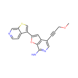 COCC#Cc1cnc(N)c2oc(-c3csc4cnccc34)cc12 ZINC000096282221