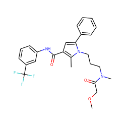 COCC(=O)N(C)CCCn1c(-c2ccccc2)cc(C(=O)Nc2cccc(C(F)(F)F)c2)c1C ZINC000221028525