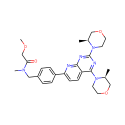 COCC(=O)N(C)Cc1ccc(-c2ccc3c(N4CCOC[C@@H]4C)nc(N4CCOC[C@@H]4C)nc3n2)cc1 ZINC000143252724