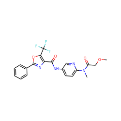 COCC(=O)N(C)c1ccc(NC(=O)c2nc(-c3ccccc3)oc2C(F)(F)F)cn1 ZINC000073156134