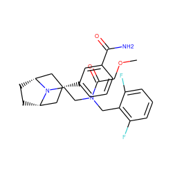 COCC(=O)N(CCN1[C@H]2CC[C@@H]1C[C@H](c1cccc(C(N)=O)c1)C2)Cc1c(F)cccc1F ZINC000117290460