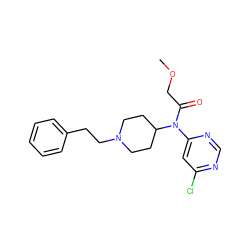 COCC(=O)N(c1cc(Cl)ncn1)C1CCN(CCc2ccccc2)CC1 ZINC000027744924