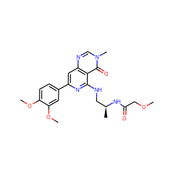 COCC(=O)N[C@@H](C)CNc1nc(-c2ccc(OC)c(OC)c2)cc2ncn(C)c(=O)c12 ZINC000115624002