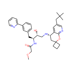 COCC(=O)N[C@@H](Cc1cccc(-c2ccccn2)c1)[C@H](O)CN[C@H]1CC2(CCC2)Oc2ncc(CC(C)(C)C)cc21 ZINC000095575177