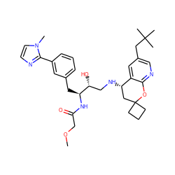 COCC(=O)N[C@@H](Cc1cccc(-c2nccn2C)c1)[C@H](O)CN[C@H]1CC2(CCC2)Oc2ncc(CC(C)(C)C)cc21 ZINC000095574612