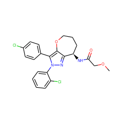 COCC(=O)N[C@@H]1CCCOc2c1nn(-c1ccccc1Cl)c2-c1ccc(Cl)cc1 ZINC000084707015