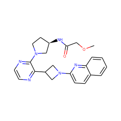 COCC(=O)N[C@@H]1CCN(c2nccnc2C2CN(c3ccc4ccccc4n3)C2)C1 ZINC000140196519