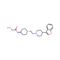 COCC(=O)N[C@H]1CC[C@H](CCN2CCC(c3coc4ccccc34)CC2)CC1 ZINC000261165840