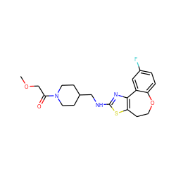 COCC(=O)N1CCC(CNc2nc3c(s2)CCOc2ccc(F)cc2-3)CC1 ZINC000026491848