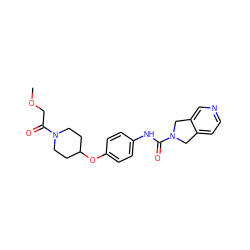 COCC(=O)N1CCC(Oc2ccc(NC(=O)N3Cc4ccncc4C3)cc2)CC1 ZINC000166188171