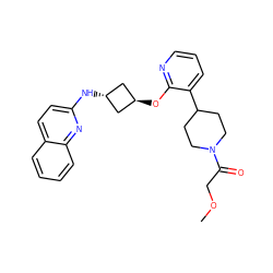 COCC(=O)N1CCC(c2cccnc2O[C@H]2C[C@H](Nc3ccc4ccccc4n3)C2)CC1 ZINC000146155769