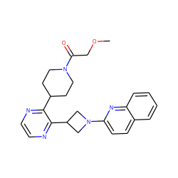 COCC(=O)N1CCC(c2nccnc2C2CN(c3ccc4ccccc4n3)C2)CC1 ZINC000140211371