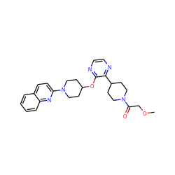 COCC(=O)N1CCC(c2nccnc2OC2CCN(c3ccc4ccccc4n3)CC2)CC1 ZINC000096168873