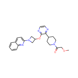 COCC(=O)N1CCC(c2nccnc2OC2CN(c3ccc4ccccc4n3)C2)CC1 ZINC000096168866