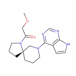 COCC(=O)N1CCC[C@@]12CCCN(c1ncnc3[nH]ccc13)C2 ZINC000169698992