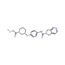 COCC(=O)N1CCC[C@H](Oc2ccc(NC(=O)N3Cc4ccncc4C3)cc2)C1 ZINC000166455940