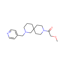 COCC(=O)N1CCC2(CCCN(Cc3ccncc3)C2)CC1 ZINC000003956294