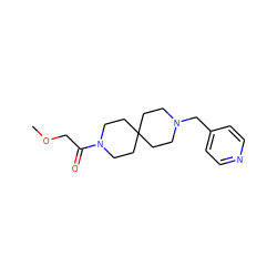 COCC(=O)N1CCC2(CCN(Cc3ccncc3)CC2)CC1 ZINC000004237950