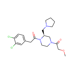 COCC(=O)N1CCN(C(=O)Cc2ccc(Cl)c(Cl)c2)[C@@H](CN2CCCC2)C1 ZINC000013832113