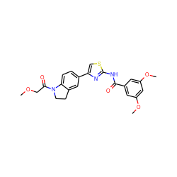 COCC(=O)N1CCc2cc(-c3csc(NC(=O)c4cc(OC)cc(OC)c4)n3)ccc21 ZINC000095599306