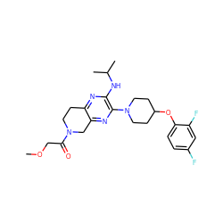 COCC(=O)N1CCc2nc(NC(C)C)c(N3CCC(Oc4ccc(F)cc4F)CC3)nc2C1 ZINC001772596157