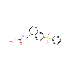 COCC(=O)NC[C@@H]1CCCc2cc(S(=O)(=O)c3cccc(F)c3)ccc21 ZINC000049034719