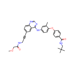 COCC(=O)NCC#Cc1ccc2ncnc(Nc3ccc(Oc4ccc(C(=O)NCC(C)(C)C)cc4)c(C)c3)c2c1 ZINC000028706357