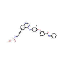 COCC(=O)NCC#Cc1ccc2ncnc(Nc3ccc(Oc4cccc(C(=O)Nc5ccccc5)c4)c(C)c3)c2c1 ZINC000028706337