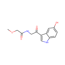 COCC(=O)NCC(=O)c1c[nH]c2ccc(O)cc12 ZINC000198453018