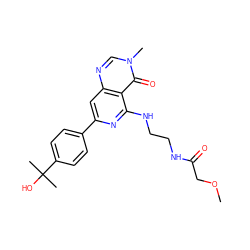 COCC(=O)NCCNc1nc(-c2ccc(C(C)(C)O)cc2)cc2ncn(C)c(=O)c12 ZINC000115626176