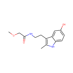 COCC(=O)NCCc1c(C)[nH]c2ccc(O)cc12 ZINC000068267111