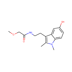 COCC(=O)NCCc1c(C)n(C)c2ccc(O)cc12 ZINC000068267113