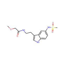 COCC(=O)NCCc1c[nH]c2ccc(NS(C)(=O)=O)cc12 ZINC000198452953