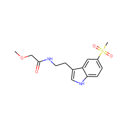 COCC(=O)NCCc1c[nH]c2ccc(S(C)(=O)=O)cc12 ZINC000198452941