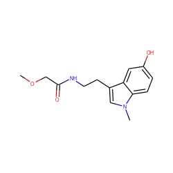 COCC(=O)NCCc1cn(C)c2ccc(O)cc12 ZINC000068267112