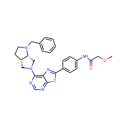 COCC(=O)Nc1ccc(-c2nc3c(N4C[C@@H]5CCN(Cc6ccccc6)[C@@H]5C4)ncnc3o2)cc1 ZINC000028022146