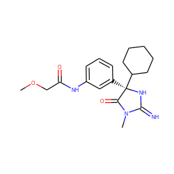 COCC(=O)Nc1cccc([C@]2(C3CCCCC3)NC(=N)N(C)C2=O)c1 ZINC000034950035