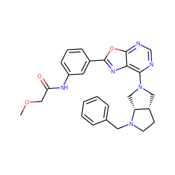 COCC(=O)Nc1cccc(-c2nc3c(N4C[C@@H]5CCN(Cc6ccccc6)[C@@H]5C4)ncnc3o2)c1 ZINC000028097117