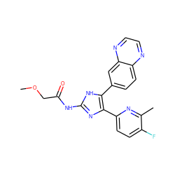 COCC(=O)Nc1nc(-c2ccc(F)c(C)n2)c(-c2ccc3nccnc3c2)[nH]1 ZINC000040935335