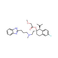 COCC(=O)O[C@]1(CCN(C)CCCc2nc3ccccc3[nH]2)CCc2cc(F)ccc2[C@@H]1C(C)C ZINC000003782486