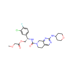 COCC(=O)OC[C@@H](NC(=O)N1CCc2cnc(NC3CCOCC3)nc2C1)c1ccc(F)c(Cl)c1 ZINC001772614595