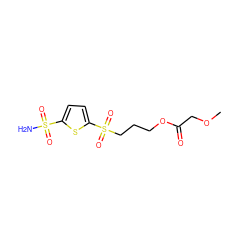 COCC(=O)OCCCS(=O)(=O)c1ccc(S(N)(=O)=O)s1 ZINC000013825357