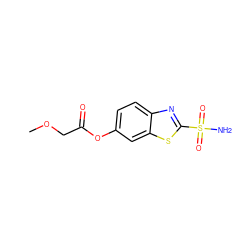 COCC(=O)Oc1ccc2nc(S(N)(=O)=O)sc2c1 ZINC000026567664